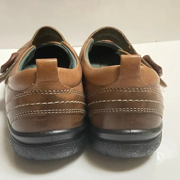 Ecco Glebe Tan Leather Mary Jane Hook Loop Strap Sandal Shoes Sz 38 - Picture 3 of 10